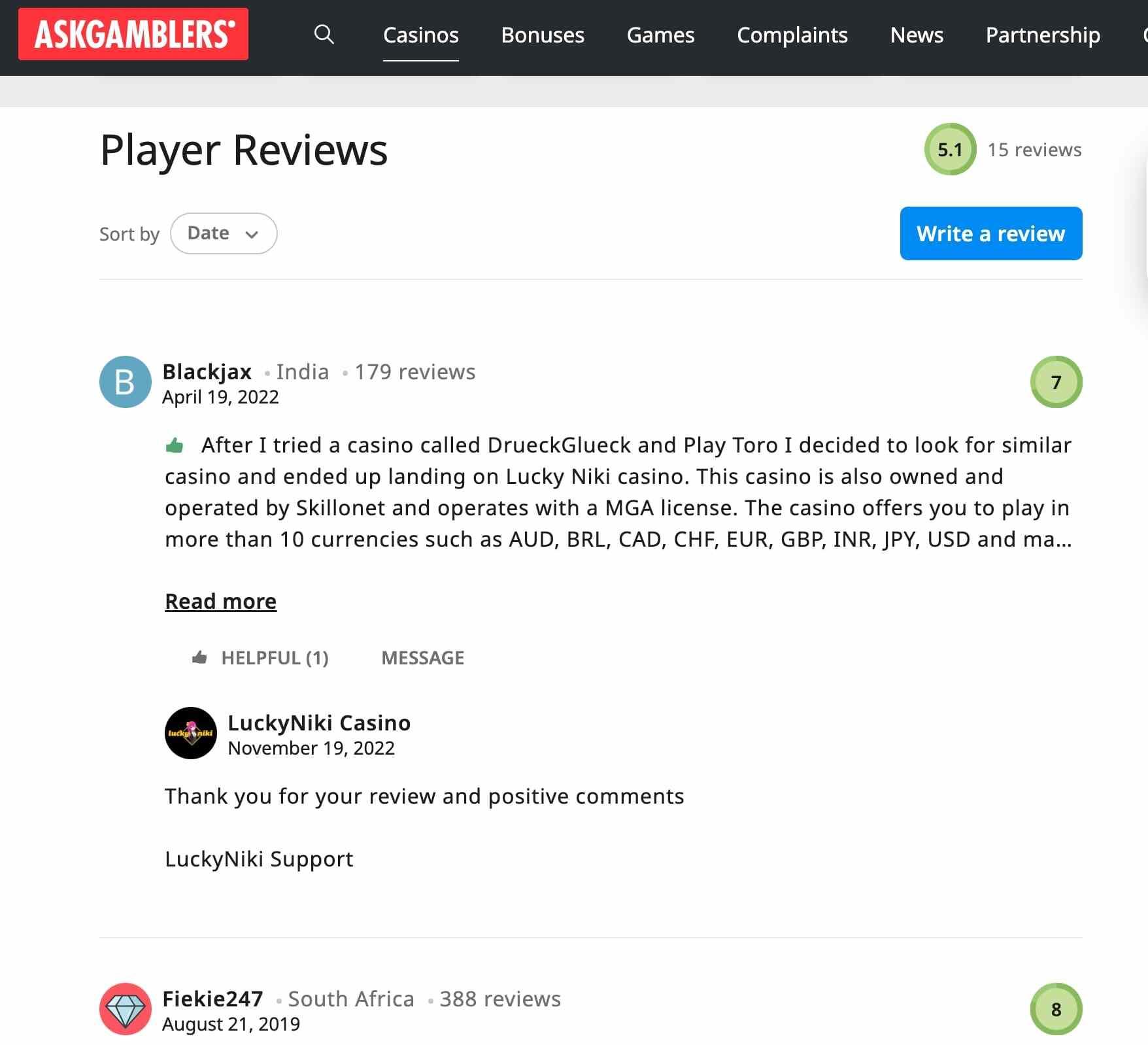 lucky niki review askgamblers