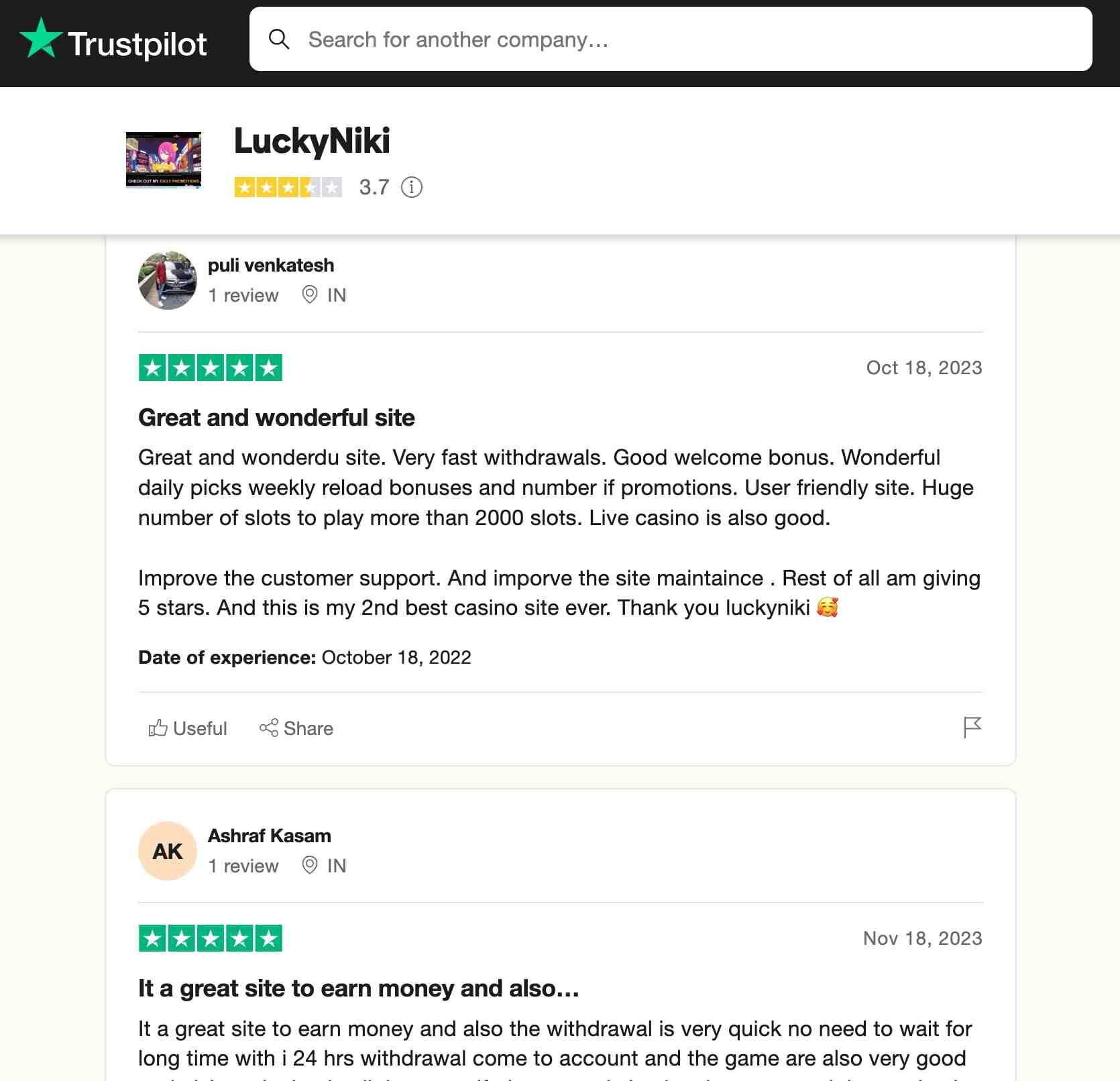luckyniki trustpilot review