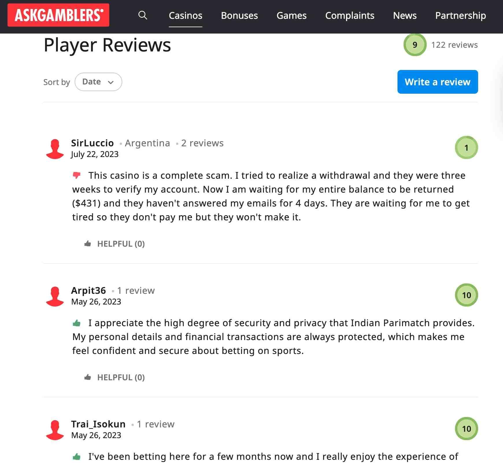 parimatch review askgamblers